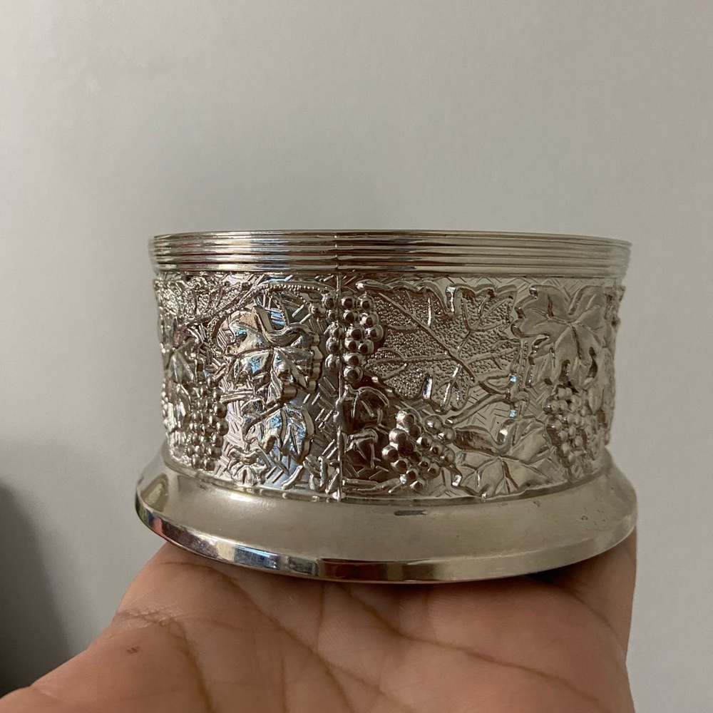 ELEGANCE Silver Plated Tooled WINE COASTER